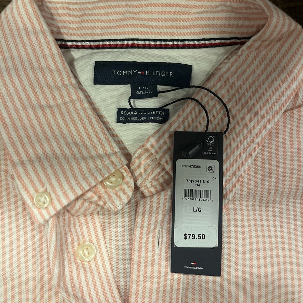 Tommy Hilfiger Orange Casual Button Down Shirt - Picture 2 of 3
